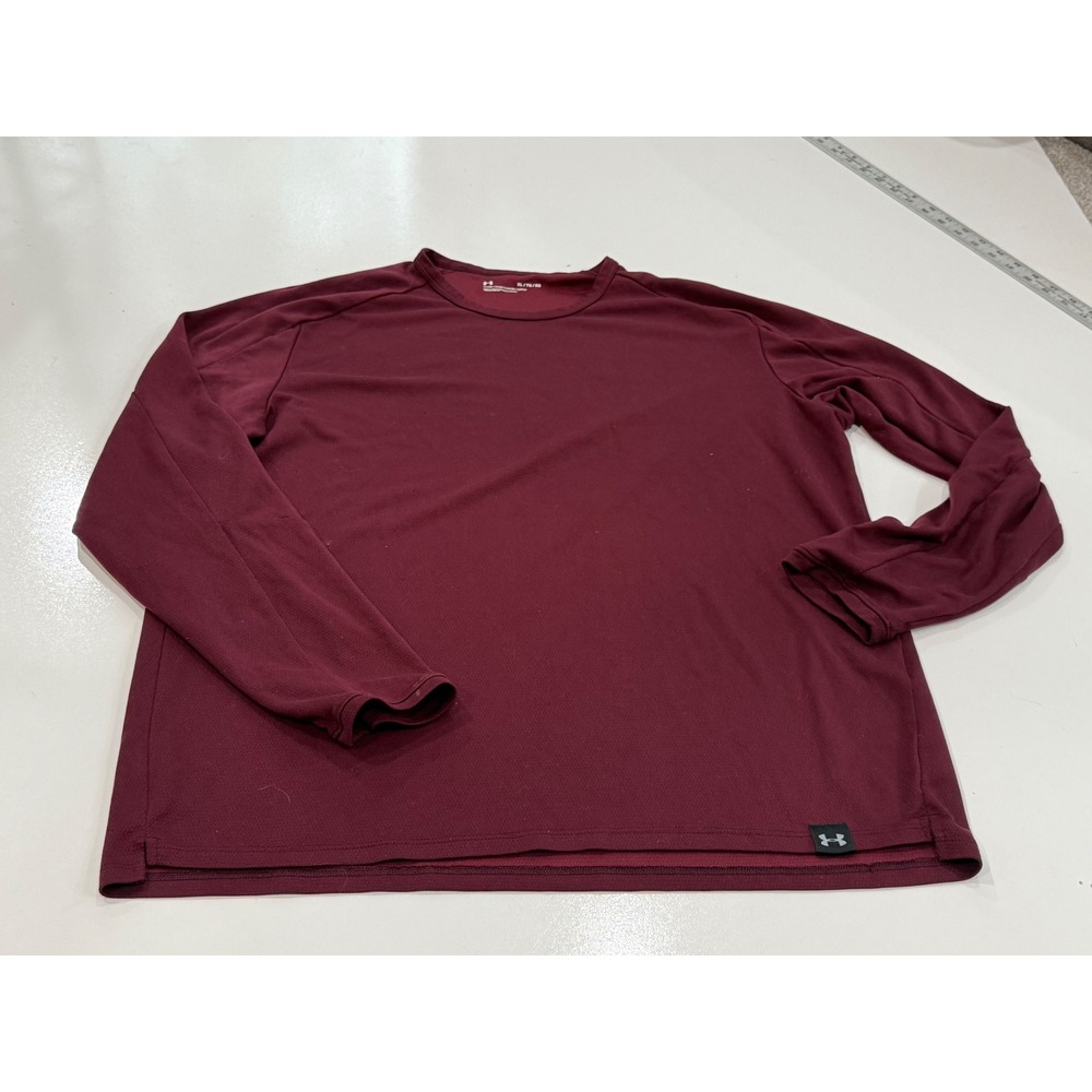 Under Armour Mens XL Long Sleeve Fitted Performance Shirt Maroon Burgundy Mesh